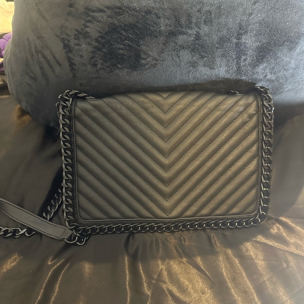 Aldo Black Quilted Crossbody Bag with Chain Strap
